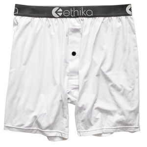Ethika Men's White Boxer Briefs with Black Waistband